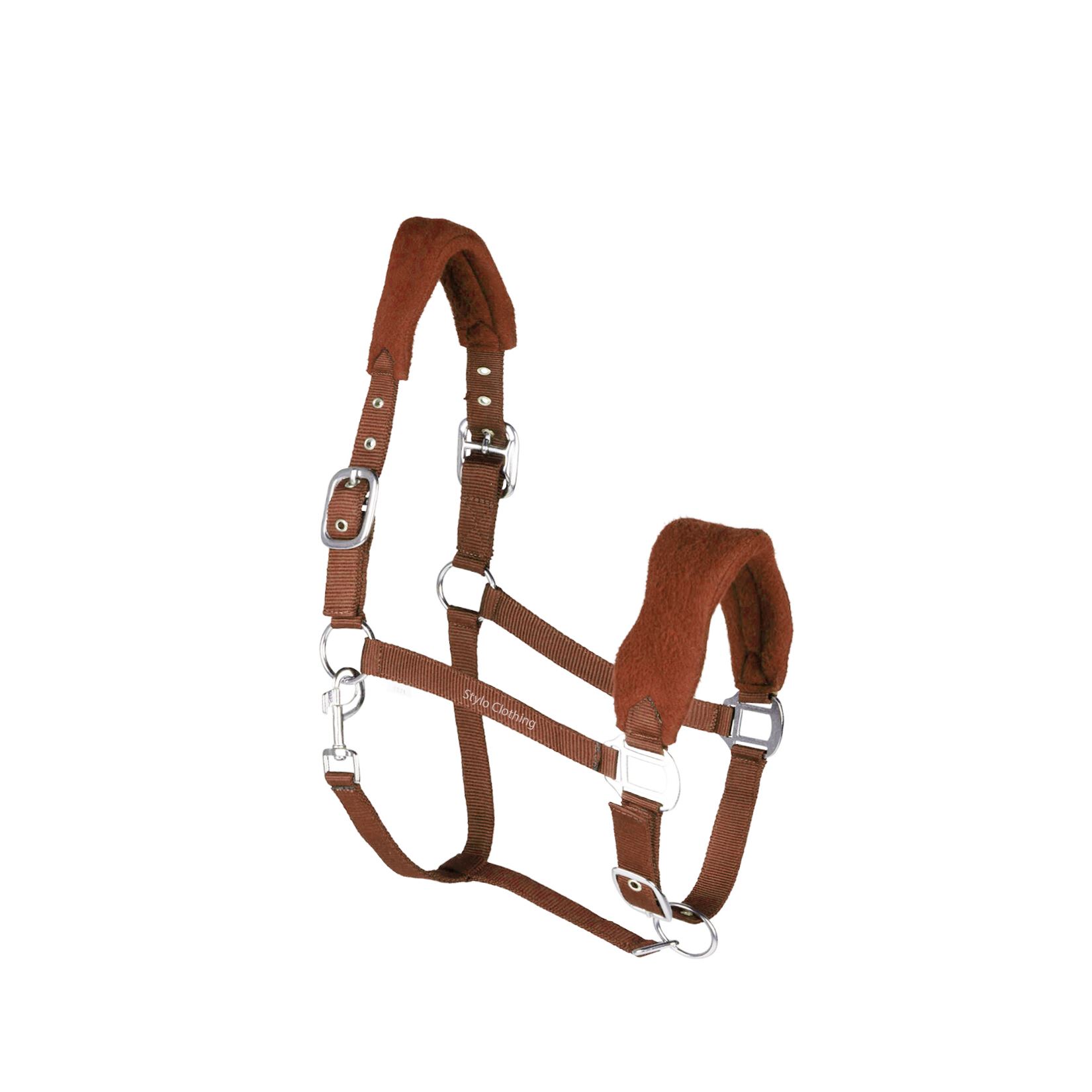 Best selling custom made nylon halter for horse with fleece and faux fur, wholesale by Stylo Clothing