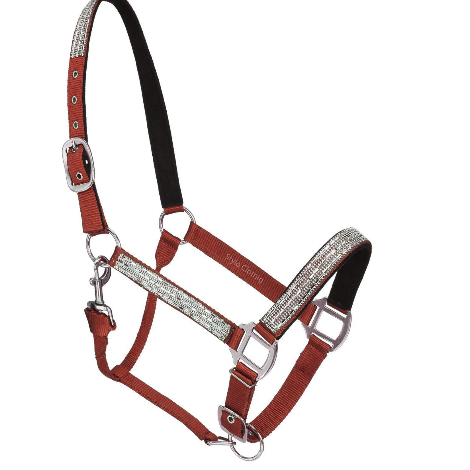 Astonishing Horse Show Halter Loaded with Crystals by Stylo Clothing Luxury crystal horse halter crafted by Stylo Clothing, perfect for wholesale and bulk equestrian equipment needs.