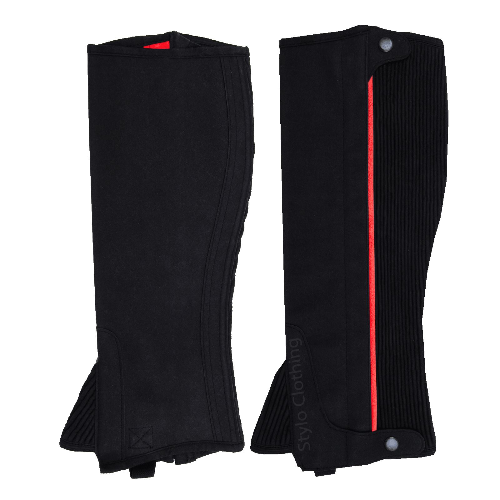 Exclusive-half-chap-Amara-suede-zipper-with-button-wholesale-equine-accessories "High-quality durable Amara half chaps, ideal for leg protection with secure zipper, perfect for horse tack - Stylo Clothing"