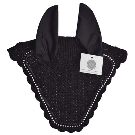 Black horse ear covers with rhinestones for style and comfort