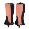 Comfortable-half-chaps-best-zipper-equestrian-riding-equipment-for-riders High End Leather half chaps with protective design, zipper closure for stable fit with button, available from Stylo Clothing in bulk