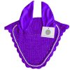 Purple fly veil ear bonnet featuring a luxury no-string design for comfort and style