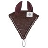 Raisin tie down ear bonnet featuring rhinestones for added elegance