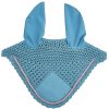 Sky blue lightweight ear bonnet with scalloped edges