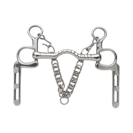 Multi Functional 2 Ring Military Driving Bits Low Port Mouth Piece with Curb Chain