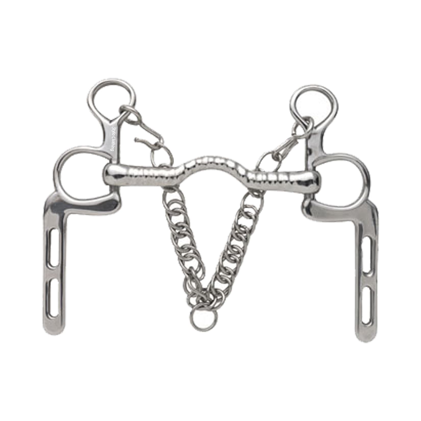 Multi Functional 2 Ring Military Driving Bits Low Port Mouth Piece with Curb Chain
