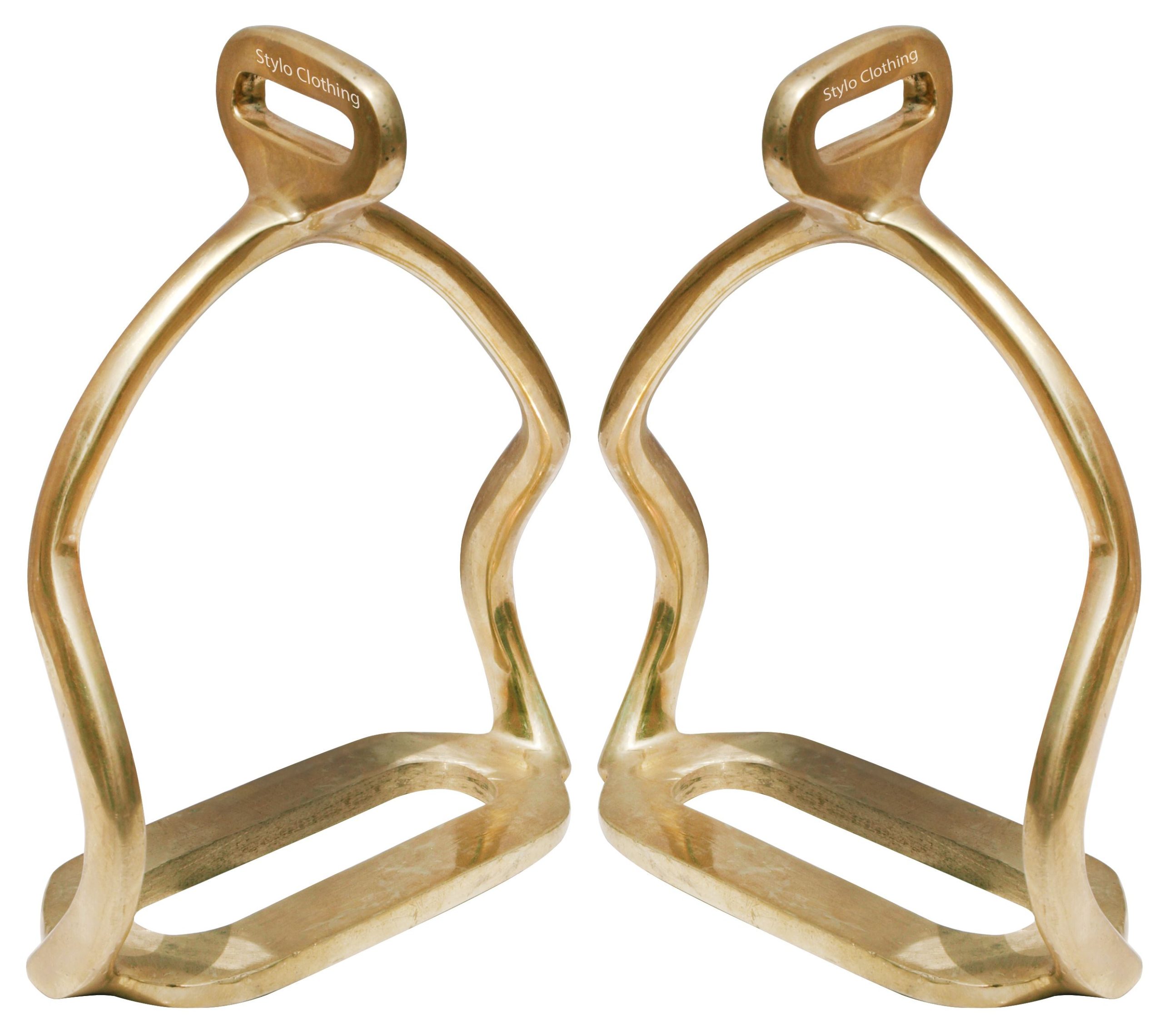 Exclusive Double Bend Iron Stirrups Brass wholesale equestrian equipment - stylo clothing