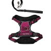 High-quality mesh dog harness and lead featuring lock clips and reflective stitching for visibility